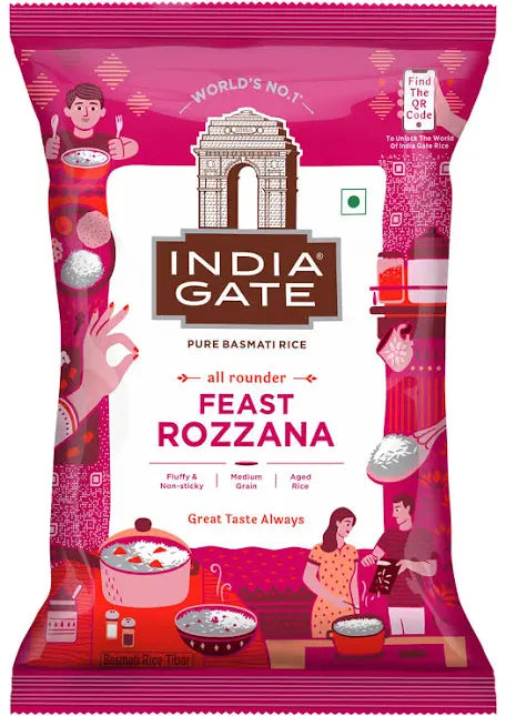 India Gate Pure Basmati Rice All Rounder Feast Rozzana 1kg